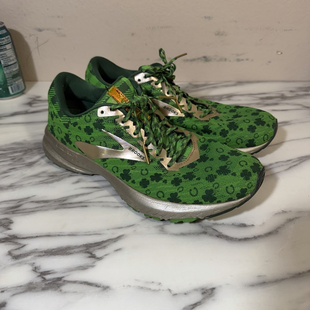 Brooks Launch 6 "Run Lucky" Green / Gold Shamrock Shoes, Women's Size 9 Sneakers - Picture 7 of 14